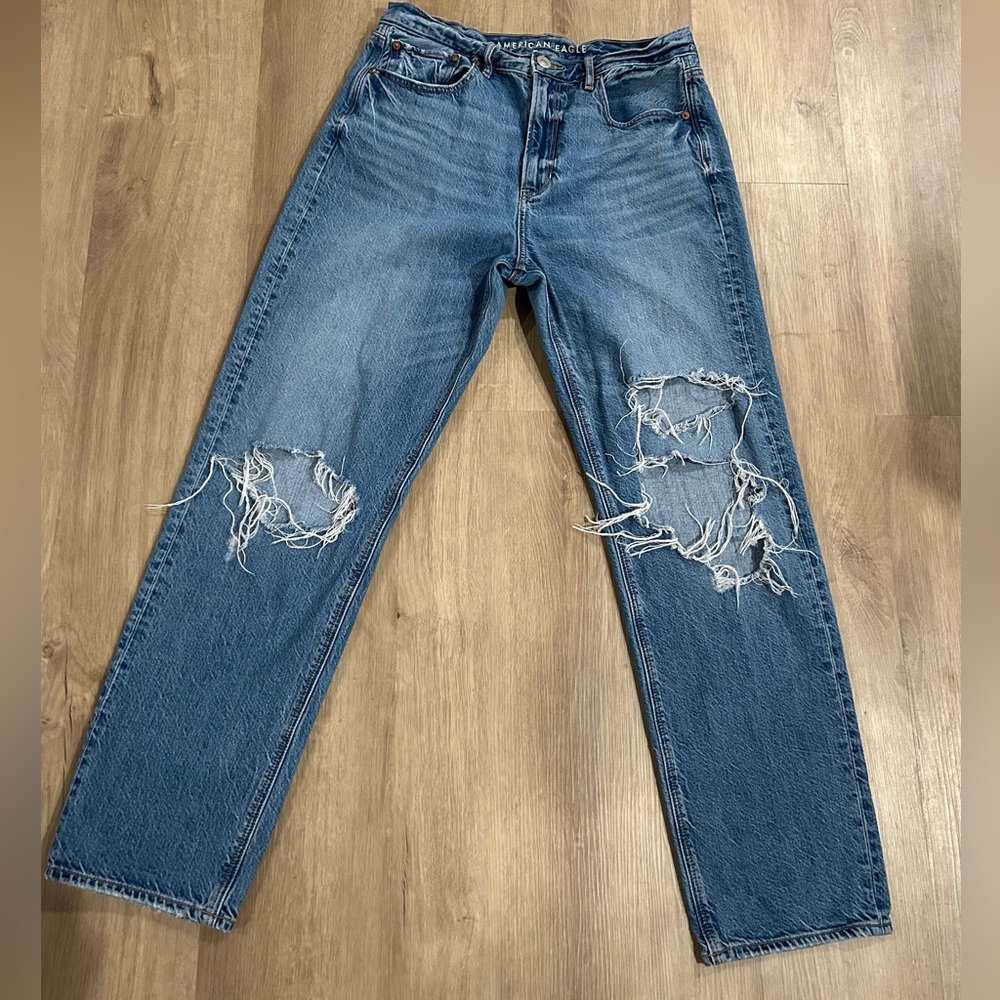 American Eagle Outfitters Ripped Blue Boyfriend Jeans